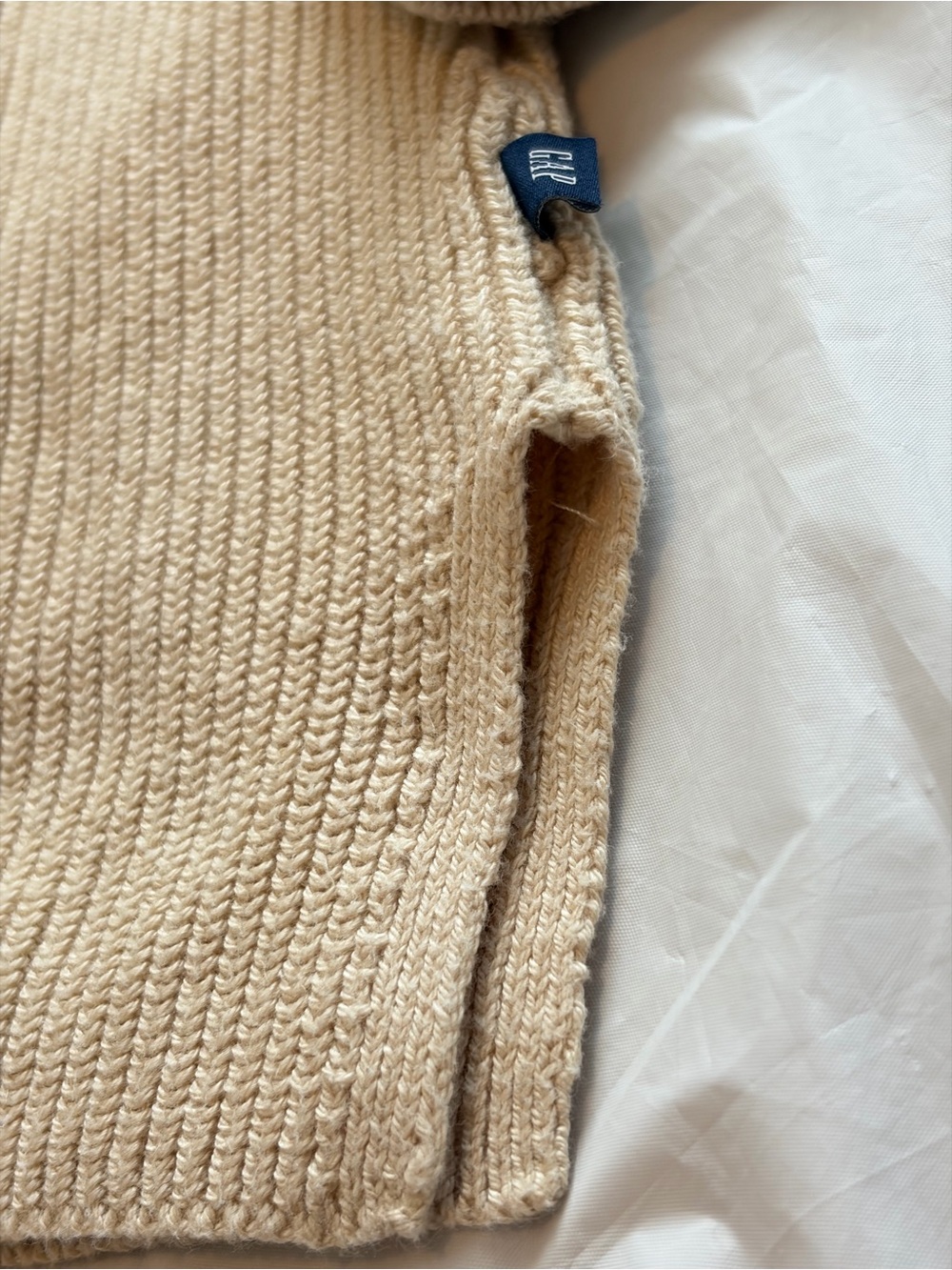 GAP Beige Open-Front Ribbed Cardigan - Picture 6 of 8